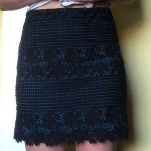 Ann Taylor Loft navy skit w/ black lace